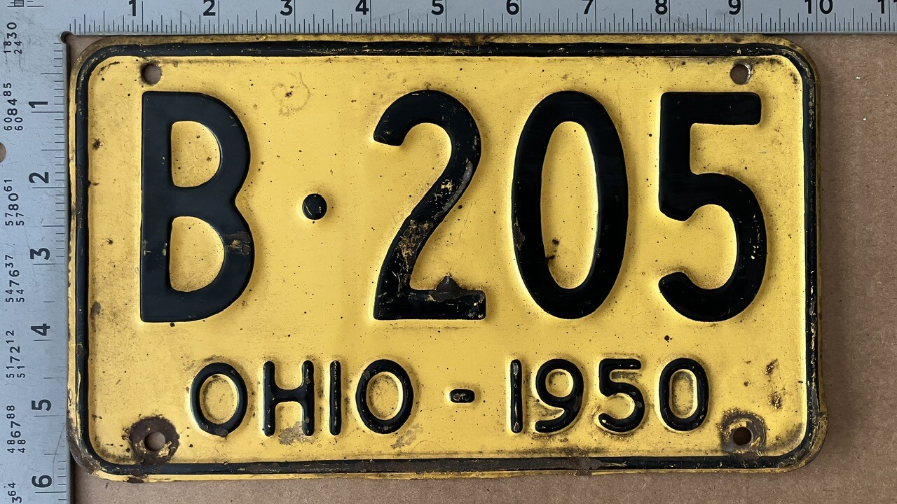 1950 Ohio license plate B 205 YOM DMV Franklin Ford Chevy Dodge 8983 eBay