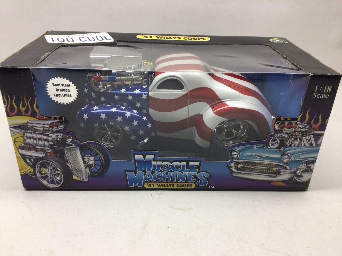 Muscle Machines '41 Willys Coupe Red White And Blue Stars And