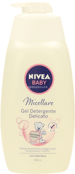 4 pezzi di gel detergente delicato micellare nivea baby con erogatore - 500 ml