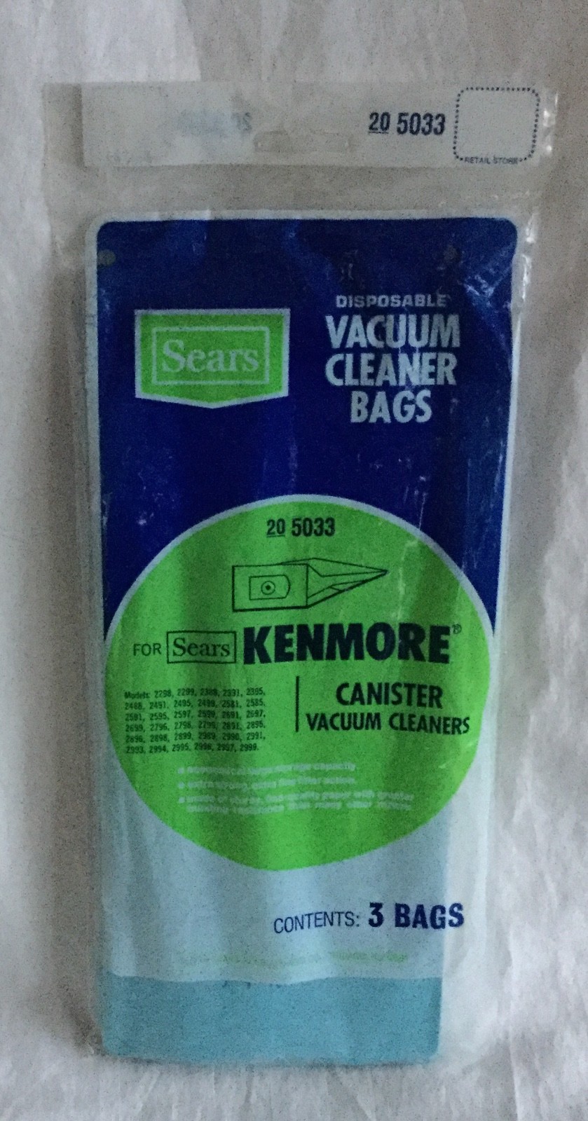 NEW Sears Kenmore 205033 Disposable Canister Vacuum Cleaner Bags eBay