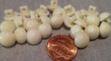 24 Small Domed Shiny Glossy Cream Plastic Shank Buttons 3/8" 9.8mm 7570