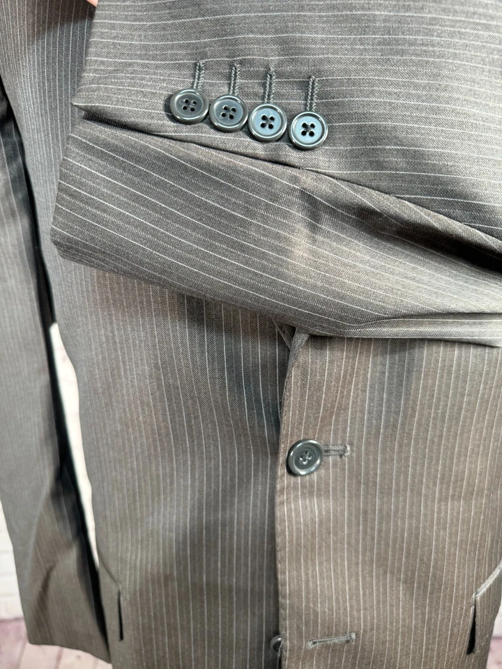 BACHRACH Hombres Marrón Rayas Suave Lana ITALIANA 2 Piezas Traje 40S Chaqueta 31/29 Pantalón Foto 4 de 4