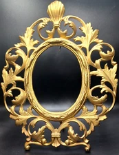 Antique Victorian Gilt Oval Vanity Table Mirror Frame 1880s Italian Baroque