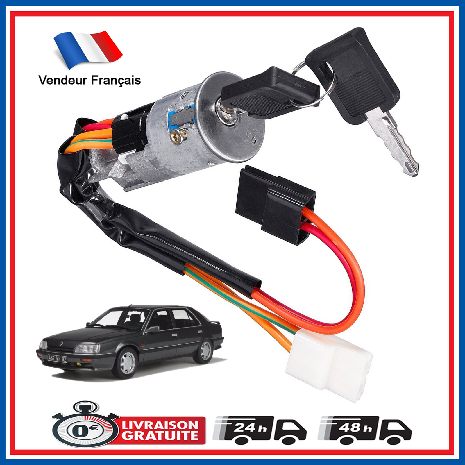 Bloque volant Renault 25 de 1984 à 1992 antivol de direction 7701203147 en acier noir