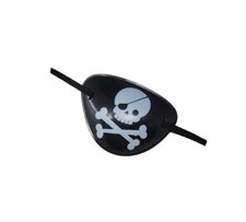 2 Black Plastic Pirate Eye Patches - Halloween Party Favors and Pirate Costume