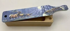 Wooden Amish Crafted Painted Lid Turkey Box Call - Elk Scene - New, Unused!