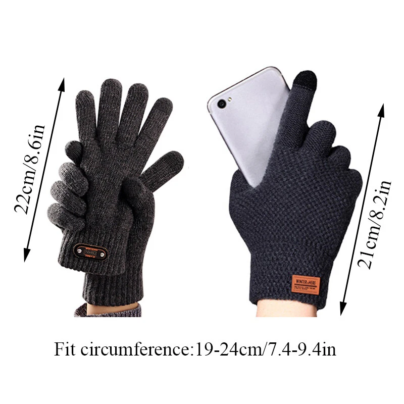 Herren Warm Winter Dicke Thermo Wolle Gestrickt Stretch Handschuhe Touchscreen, - Bild 2 von 4