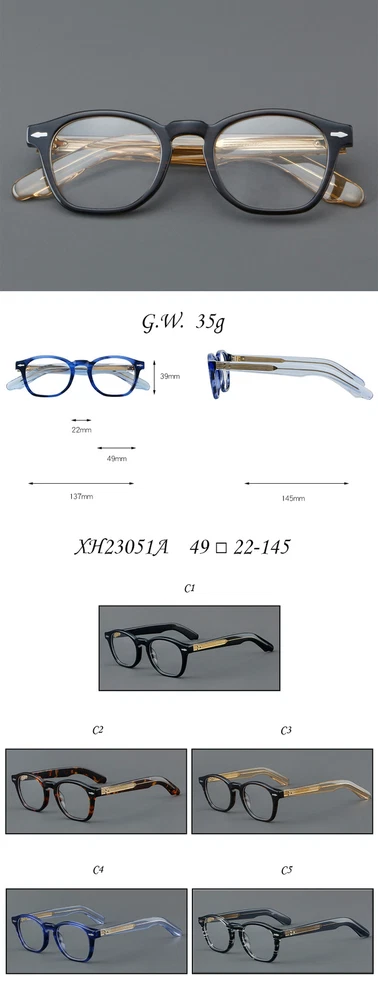 Retro Square Acetate Thick Eyeglasses Hand Made Glasses Frames Men Women Vintage