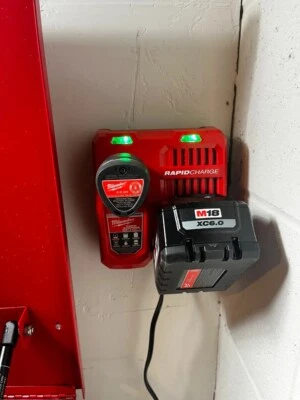 Milwaukee M12 & M18 Charger Wall Mount – Secure Bracket for Workshop - Black