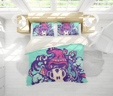 3D Skull Geometric Graffiti Red Quilt Cover Set Duvet Cover Bedding Pillowcases