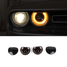 Smoked Black Front Headlight Lamp Exterior Light Cover For 2015-2022 Challenger