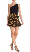 VERONICA BEARD Skirt WELLER FLORAL Summer BLACK 100 Silk Ruffled MINI Size 6