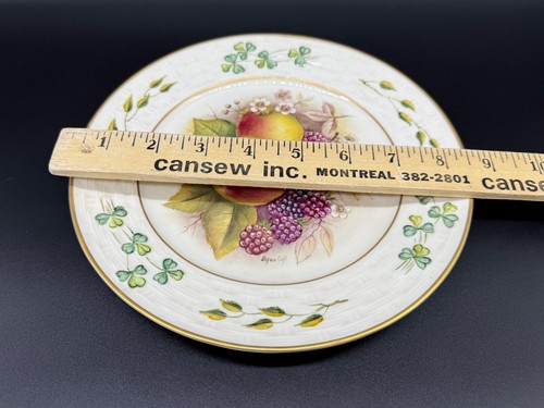 Belleek Shamrock Lady Langham Fruit Series No.2 Plate Signed Ireland Rare - Picture 3 of 4