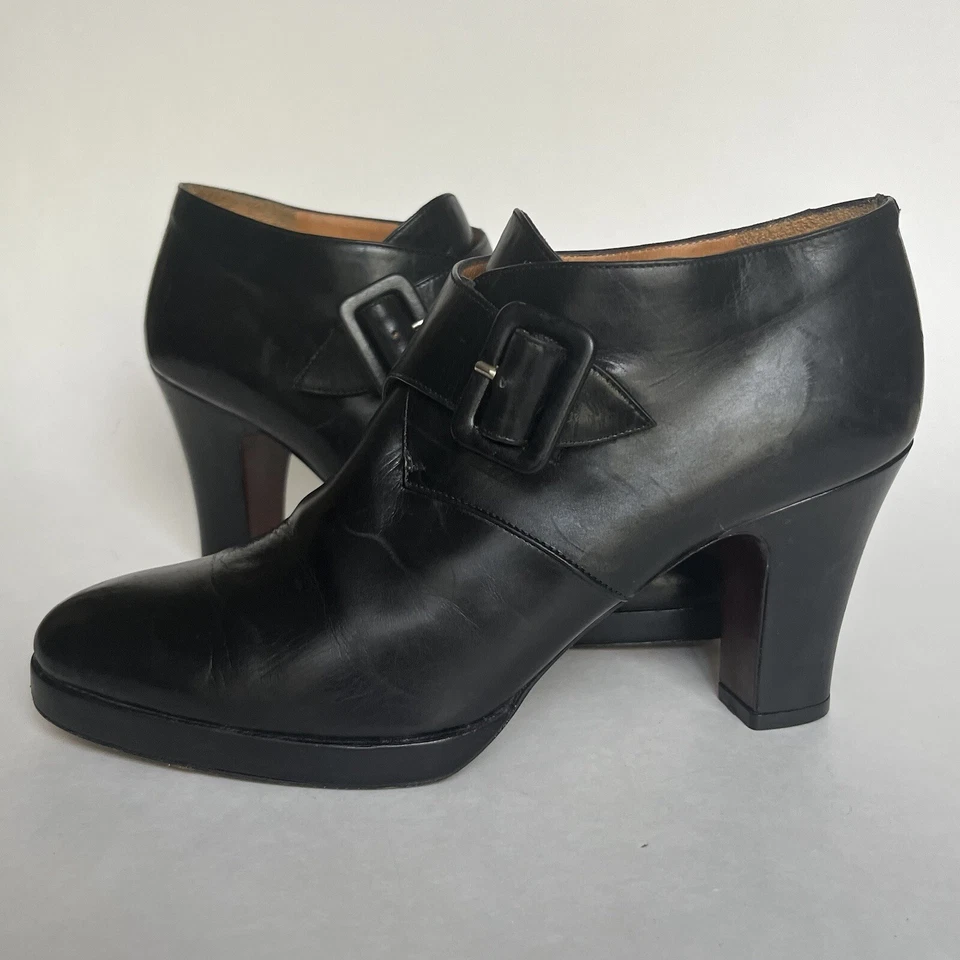 Botines de Colección Ralph Lauren Tacón Hebilla Tacones Bloque Hechos en Italia Talla 6 B Foto 2 de 4