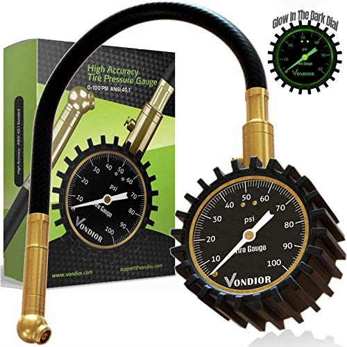 Tire Gauge 0100 PSI Heavy Duty Tire Pressure Gauge. Certified ANSI