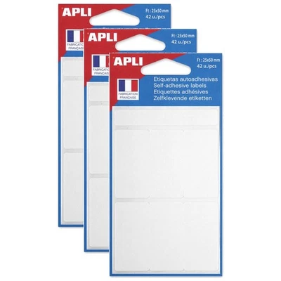 [111914-3] Agipa Lot de 3 42 Etiquettes multifonctions, 25 x 50 mm, blanche - Photo 1/3