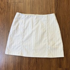 Vintage Y2K Bebe Mini Skirt Size 4 White Pin Stripe Short Office Siren Corpcore