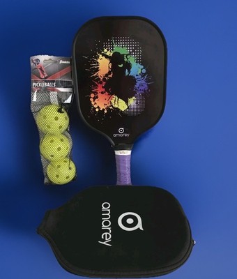 Graphite Pickleball Paddle W/ Cover  & 3 Indoor Pickleballs(newly Wrapped Handle