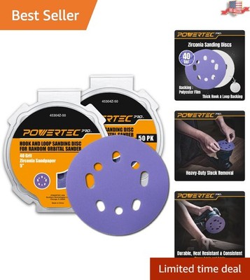 100 Pack 40 Grit Zirconia Hook & Loop Sanding Discs - 5 Inch for Pro Projects
