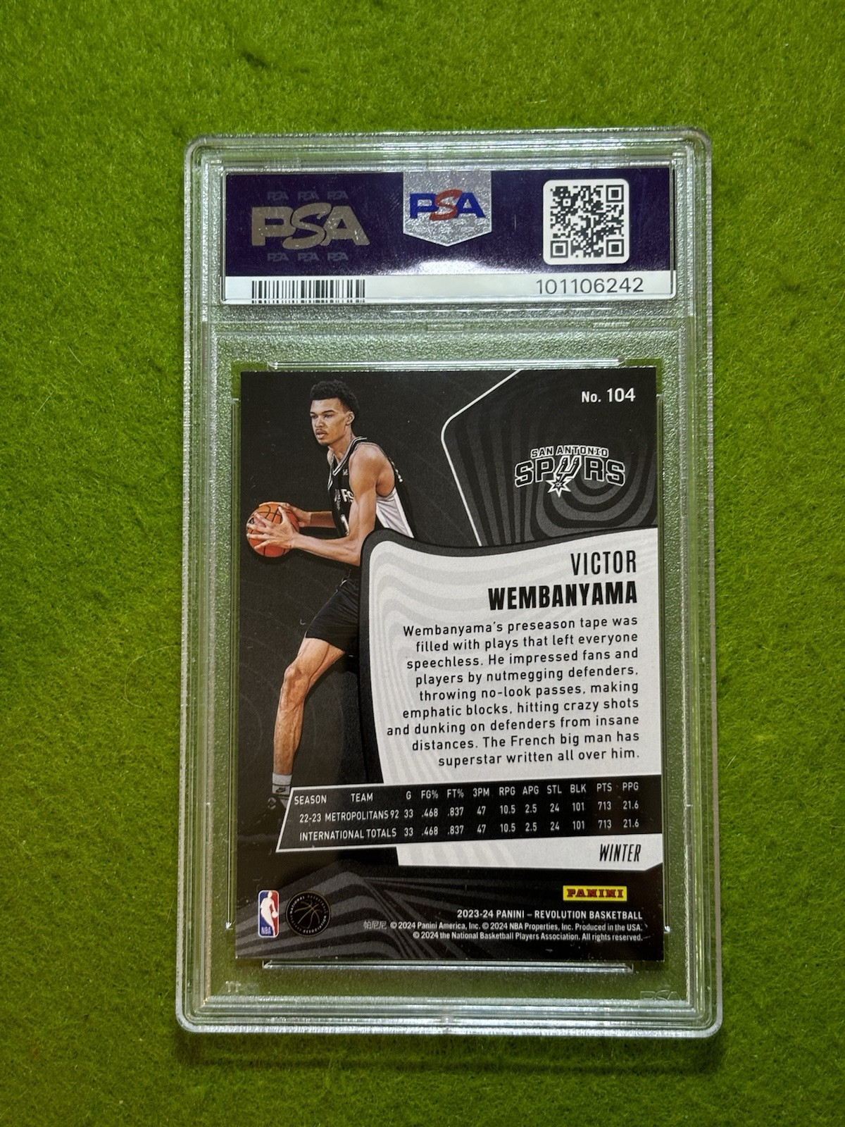 Victor Wembanyama SILVER PRIZM ROOKIE CARD WINTER SNOW 2023 Revolution RC  PSA 8 view 21