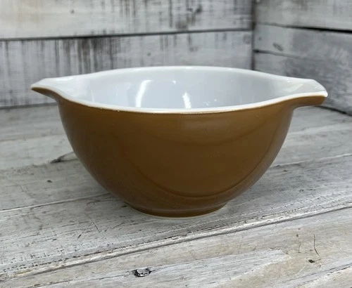 VINTAGE PYREX CINDERELLA BROWN 1.5 PINK BOWL 441 USA NESTING BOWL AS IS 🤎