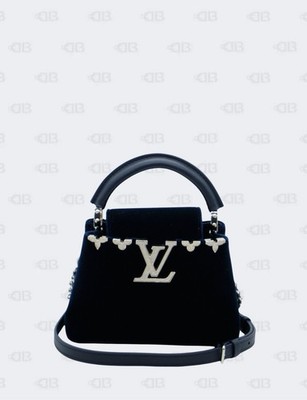 Louis Vuitton Midnight Blue Mini Velvet Crystal Capucine Bag (Pre-Owned)