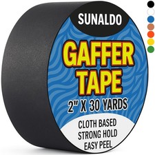 SUNALDO Gaffers Tape 2" x 30 Yards Strong Hold, Easy 2" x 30 Yards, Black