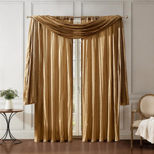 Home Fashions Athena Faux Crushed-Silk Window Curtain Panel and Valance Set, 52"
