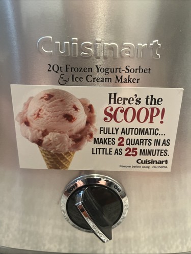 NEW Cuisinart Pro Ice Cream Frozen Yogurt Sorbet Maker Stainless 2 Qt No Box - Picture 2 of 16