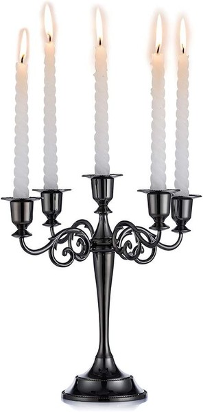KerzenstäNder Aluminium Schwarz Tischdeko FüR Esstisch, Hotel, Abendessen, Deko-image