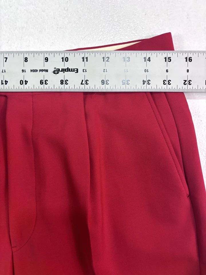 Hombre Jaeger 30x28 Vintage Años 90 Lana Vestido Pantalones Rojo Brillante Plisado Pantalones Foto 2 de 4