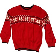 OshKosh Bigosh Vintage Knit Sweater Red Snowflake Fair Isle Kids Size 6 EUC