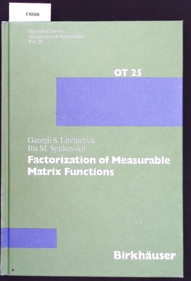 Factorization of measurable matrix functions. Operator theory; Bd. 25.