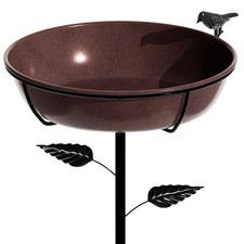 3" Deep Metal Bird Bath for Outdoors 40in Tall, Removable 13" Dia Birdbath Bo...