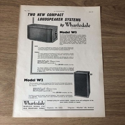 FRAMEDMAGAZINE ADVERT 11X8 WHARFEDALE MODEL W3 SPEAKER
