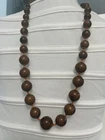 Vintage Signed Miriam Haskell Brown Swirl Bakelite Graduated Beaded Necklace 26”