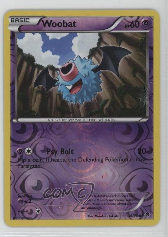 Woobat Reverse Foil Pokémon Black & White: Emerging Powers #36