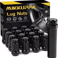 MIKKUPPA 16Pcs M12X1.5 Lug Nuts - Black Spline Drive Lug Nuts - 1.4 Inch Length
