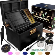 Premium Large Bamboo Storage Box with Removable Tray - Storage Wood Box for