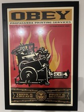 Obey Shepard Fairey Framed Signed Poster Printing Press Propaganda Urban Art