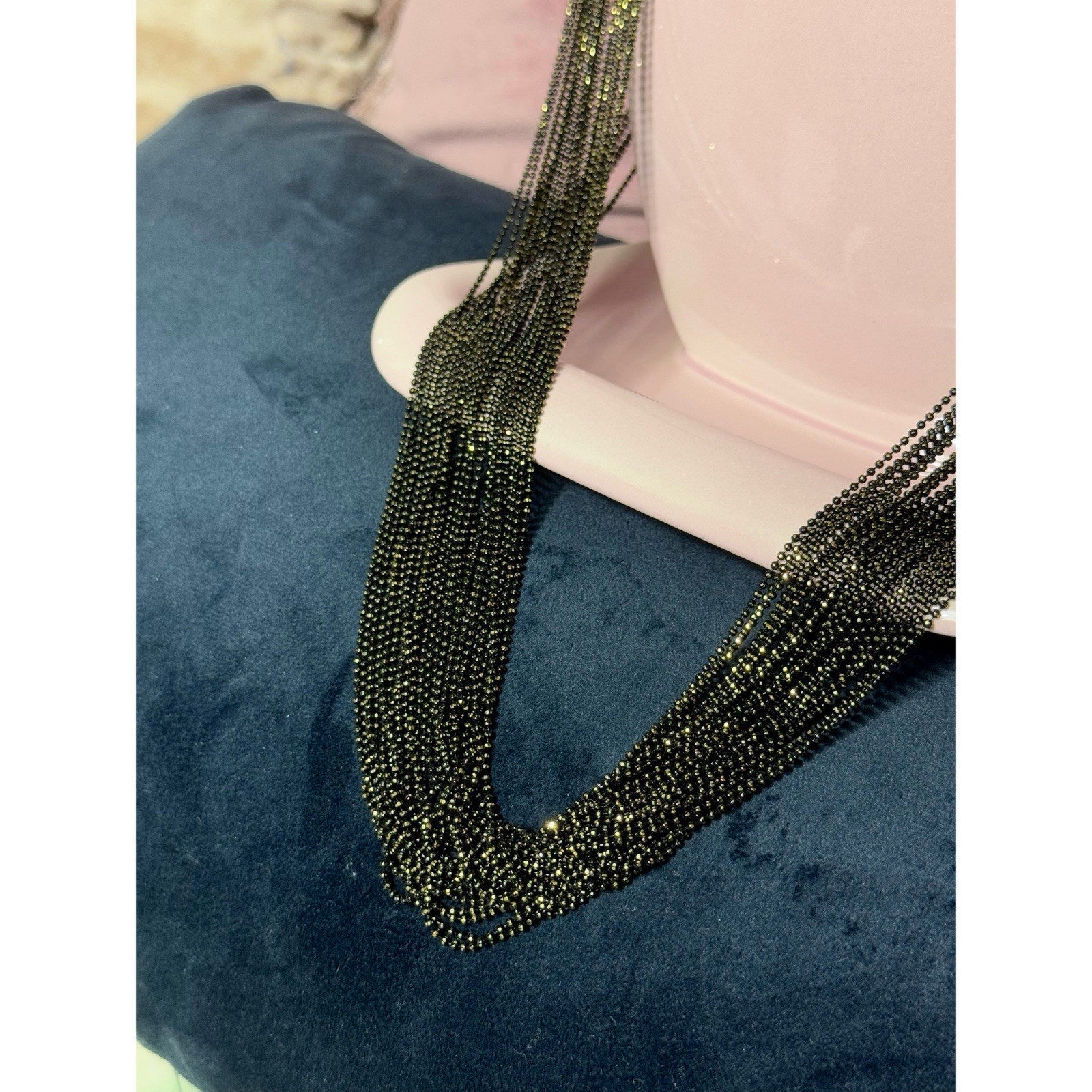 2 Black Brown Multi Layer Statement Chain Necklac… - image 3