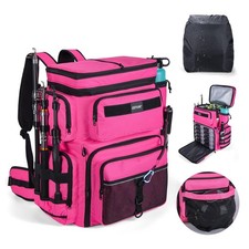 Fishing Backpack with Cooler, 66L 600D Tackle Backpack with 3 Rod Holders, He...