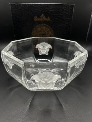 Stunning Rosenthal VERSACE Medusa Lumiere Round Crystal Bowl 7  w/box