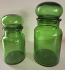 Vintage Green Glass Apothecary Jars with Lids (Set of 2) – Made in Belgium