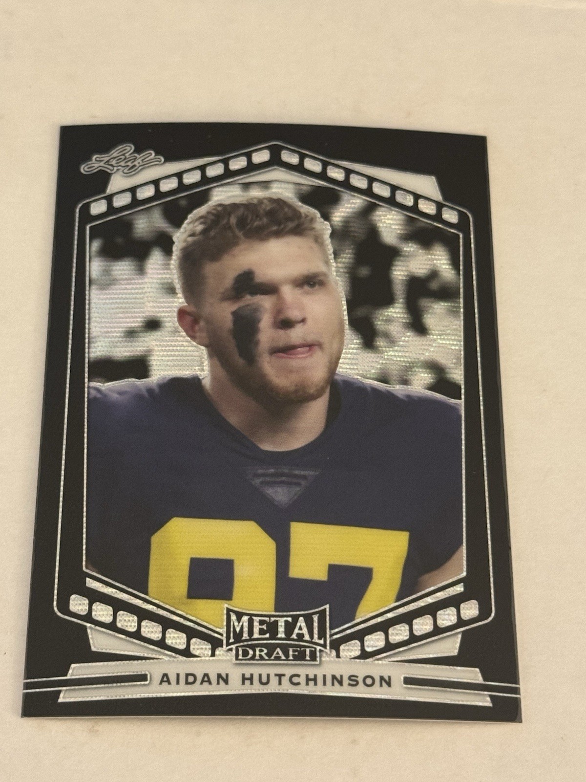 Aidan Hutchinson Leaf Draft Metal Portrait #PAH1 Black Prismatic