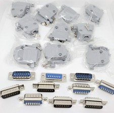 10 Sets DB15 Male Solder Type D-Sub Connector with Plastic Hoods 2-Row 15-Pin