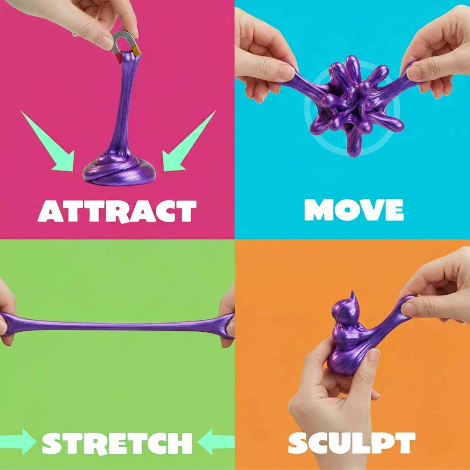 5-Pack Liquid Glass Putty Set – Reactive, UV, Chameleon, Glow, Super Stretch Toy