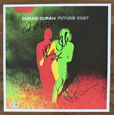 SIGNED Duran Duran Card & Future Past White Vinyl LP BAS Beckett COA Autographed