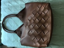 BNWT Accessorize Large Tan Faux Leather Tote Bag Detachable Inner bag