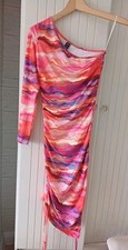 Ladies Dress , Multicolour , One Sleeve , Drawstring, Size Xs